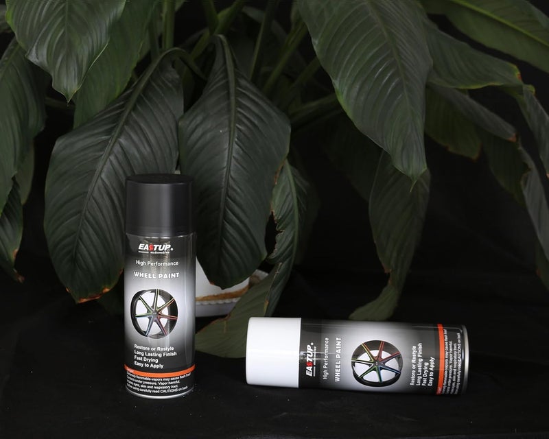 EASTUP Premium Satin Black Acrylic Enamel Wheel Spray Paint - Brilliant Finish, High Durability, Fade-resistant, Quick Drying Rim Coating - Image 2